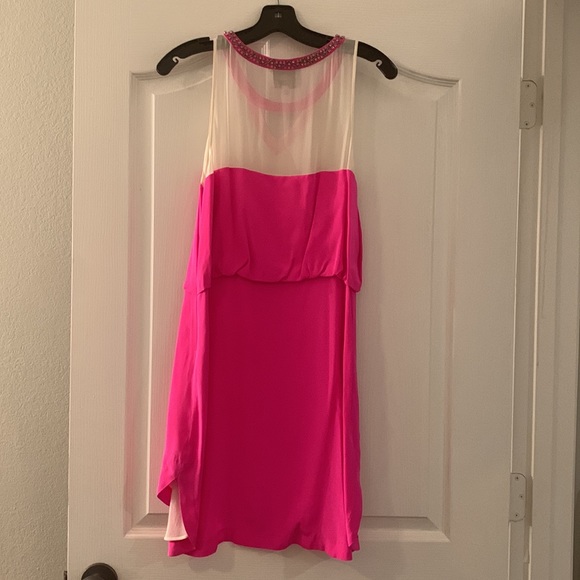 Madison Marcus hot pink dress with jeweled neck - Picture 2 of 5